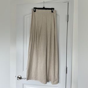 Tan Linen Wide Legs Pants with Pleats